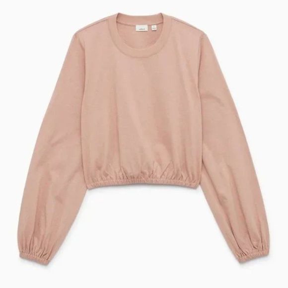 Aritzia Tops - Aritzia WILFRED Jolie Roebuck Pink Cropped Puff Sleeve T-Shirt Top Medium